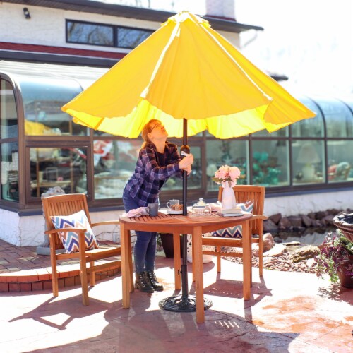 Sunnydaze 9 ft Aluminum Patio Umbrella with Tilt and Crank - Gold Perspective: back