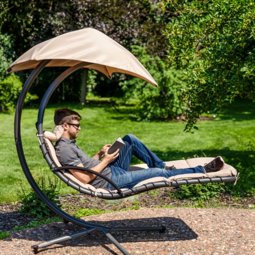 Sunnydaze Floating Lounge with Umbrella Cushion and Stand 82 QFC