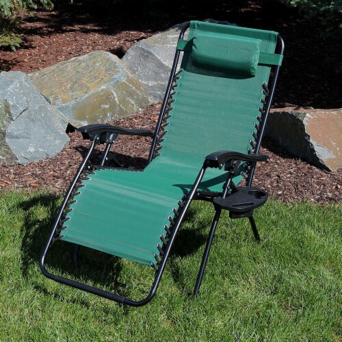 Zero Gravity Folding Patio Recliner, Cushion, Reclining Chair, Cup Holder,  Grey, 1 Unit - Fred Meyer