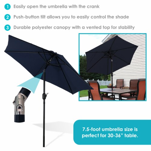 Sunnydaze 7.5 ft Aluminum Patio Umbrella with Tilt and Crank - Blue Perspective: back