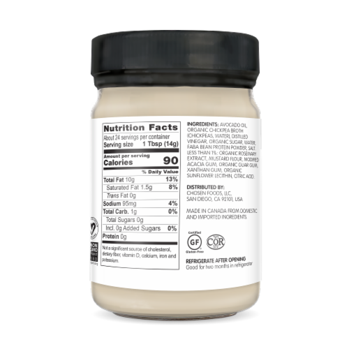 Chosen Foods Vegan Avocado Oil Mayo Perspective: back
