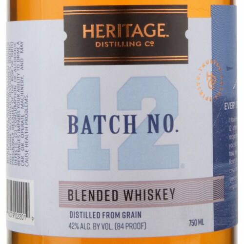 Heritage Distilling Co. Batch No. 12 Washington Blended American Whiskey Perspective: back