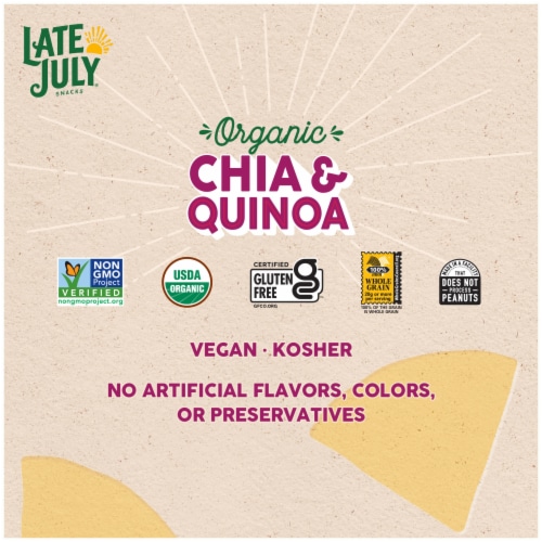 Late July Snacks Thin and Crispy Organic Tortilla Chips with Chia and Quinoa Perspective: back