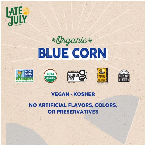 Late July Thin and Crispy Organic Blue Corn Tortilla Chips Perspective: back
