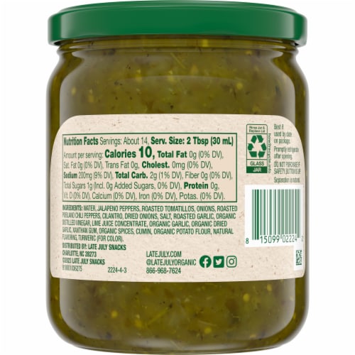 Late July® Snacks Salsa Verde with Roasted Tomatillos Medium Perspective: back