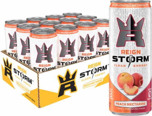 Reign™ Storm Peach Nectarine Energy Drink Can Perspective: back