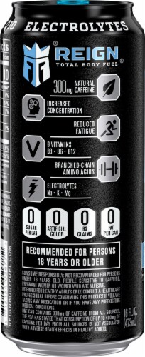 Reign® Total Body Fuel White Haze Energy Drink Can Perspective: back