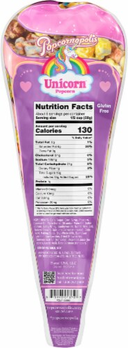 Popcornopolis® Unicorn Popcorn Lemon & Berry Flavored Indulgent Popcorn Cone Perspective: back