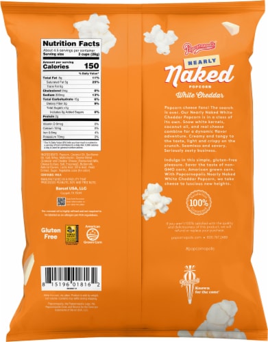 Popcornopolis® Nearly Naked White Cheddar Popcorn Perspective: back