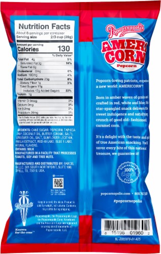 Popcornopolis Americorn Vanilla and Caramel Flavored Popcorn Perspective: back