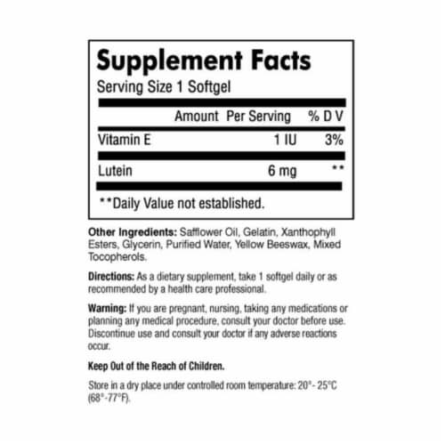 Mason Natural Lutein 6 mg Cholesterol Free Vision Health Eyes Support - 60 Softgels Perspective: back