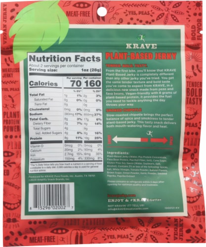Krave Smoked Chipotle Plant Based Jerky Perspective: back