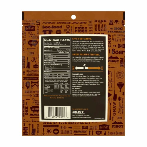 KRAVE Gourmet Pork Cuts Grilled Sweet Teriyaki Jerky Perspective: back