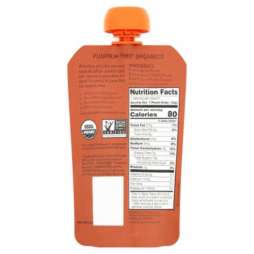 Peter Rabbit Organics™ Apple Sweet Potato & Corn Baby Food Pouch Perspective: back