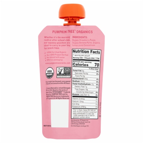 Peter Rabbit Organics™ Strawberry & Banana Baby Food Pouch Perspective: back