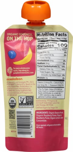 Pumpkin Tree™ Peter Rabbit™ Organics Banana Raspberry & Blueberry Puree Baby Food Pouch Perspective: back
