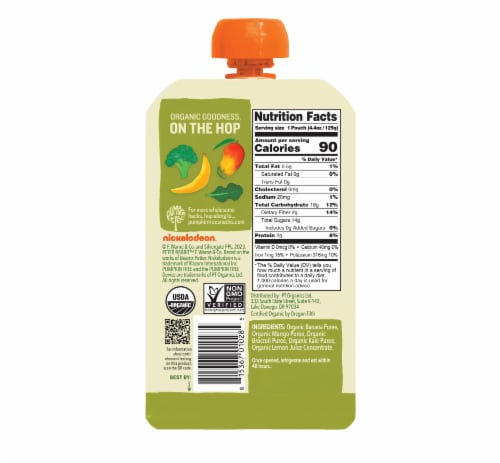Peter Rabbit™ Organics Banana Mango Broccoli & Kale Fruit & Veggie Baby Food Snack Pouch Perspective: back