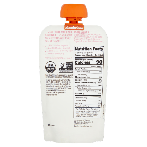Peter Rabbit™ Organics Super Oats & Seeds Banana & Strawberry Baby Food Perspective: back