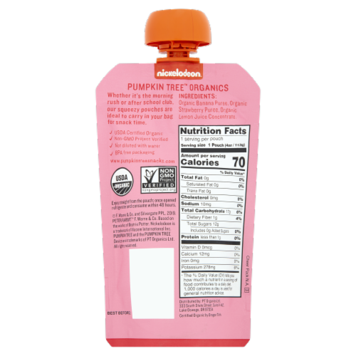 Pumpkin Tree™ Peter Rabbit™ Organics Banana & Strawberry Organic Fruit Puree Perspective: back
