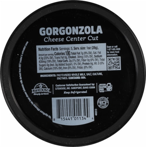 Litehouse Simply Artisan Gorgonzola Cheese Center Cut Perspective: back