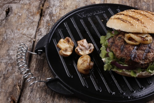 Victoria Wire Handles Cast Iron Round Reversible Griddle Perspective: back