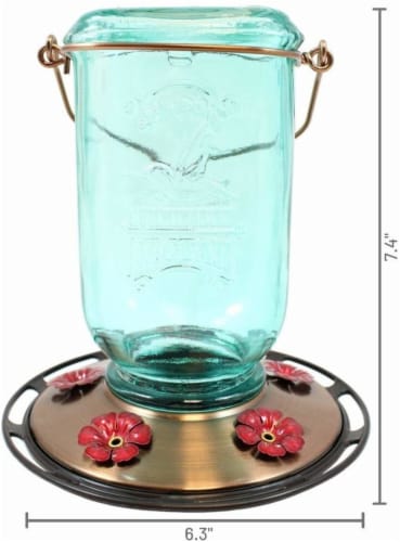 More Birds Mason Jar Hummingbird Feeder - Light Green Perspective: back