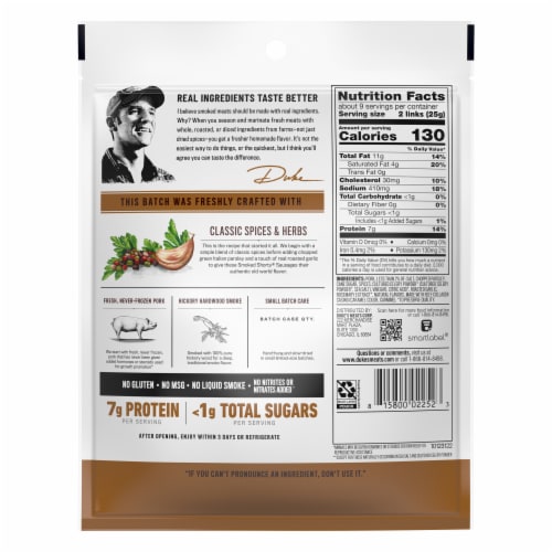 Duke's Original Recipe Smoked Shorty Sausages Perspective: back
