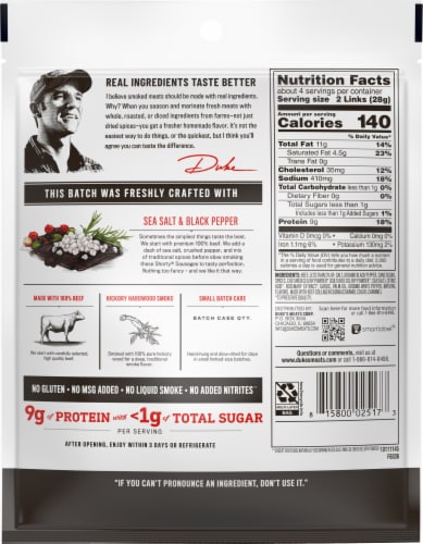 Duke's® Beef Original Smoked Shorty® Sausages Perspective: back
