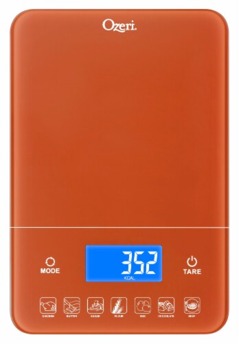 Ozeri Touch III 22 lbs (10 kg) Digital Kitchen Scale with Calorie Counter, in Tempered Glass Perspective: back