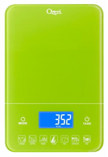 Ozeri Touch III 22 lbs (10 kg) Digital Kitchen Scale with Calorie Counter, in Tempered Glass Perspective: back