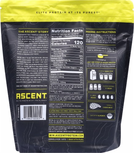 Ascent Native Fuel Vanilla Bean Whey Protein Powder Perspective: back