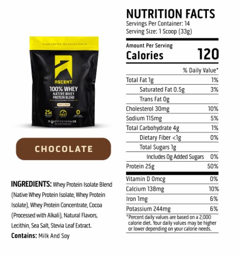 Ascent® Native Fuel® Chocolate Whey Protein Powder Blend Perspective: back