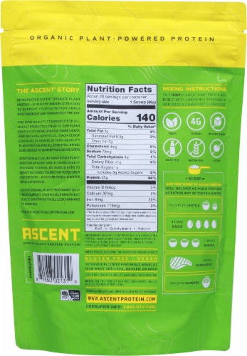 Ascent® Vanilla Bean Plant Protein Powder Blend Perspective: back