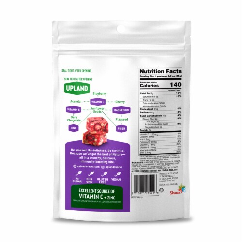 Upland Blueberry Cherry Quinoa Flaxseed Dark Chocolate Freeze-Dried Bites Perspective: back