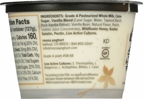 Noosa® Vanilla Bean Yogurt Perspective: back