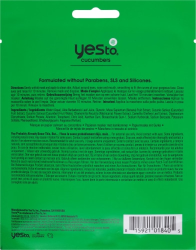 Yes To® Cucumbers Soothing Calming Paper Mask Perspective: back