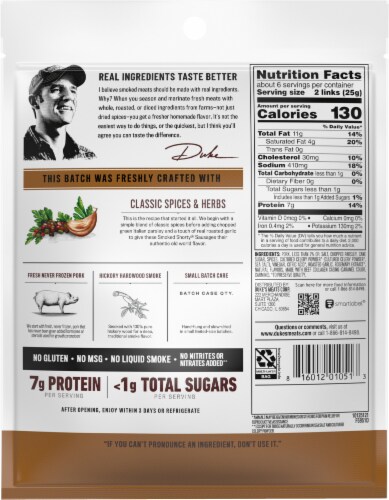 Duke's Original Recipe Shorty Smoked Sausages Perspective: back