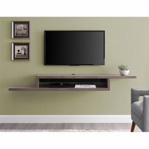 Asymmetrical Mounted Wood TV Console Entertainment Center 72 inch Brown, - Pay Super Markets