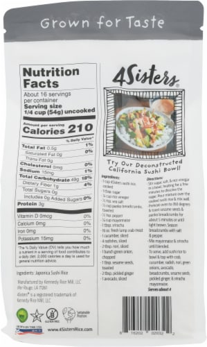 4Sisters® Authentic Short Grain Jasponica Sushi Rice Perspective: back