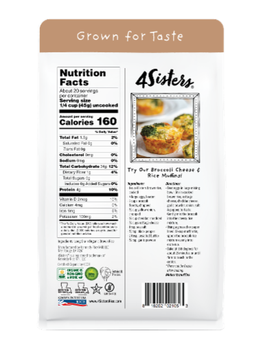 4Sisters® Organic Long Grain Brown Rice Perspective: back