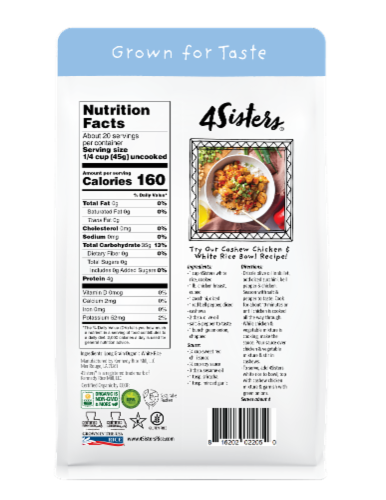 4Sisters® Organic Long Grain White Rice Perspective: back