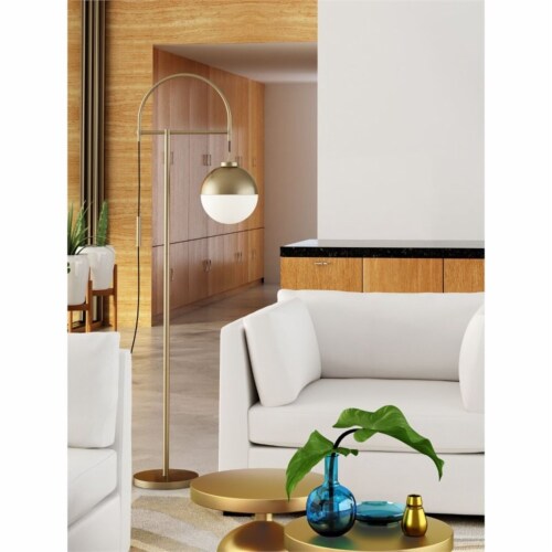 Zuo Waterloo Floor Lamp in White and Brushed Brass Perspective: back