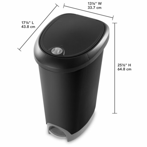 Sterilite 12.6 Gallon Locking Lid Step On Kitchen Wastebasket Trashcan, 2 Pack Perspective: back