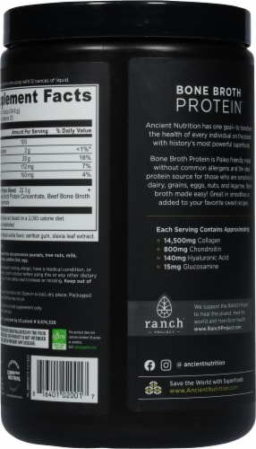 Ancient Nutrition Vanilla Bone Broth Protein Perspective: back