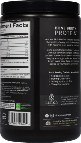 Ancient Nutrition Chocolate Bone Broth Protein Powder Perspective: back