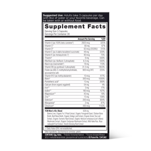 Ancient Nutrition Ancient Multi's Men's 40 Multivitamin Capsules Perspective: back