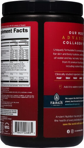 Ancient Nutrition Multi Collagen Advanced Hydrate Lemon Lime Flavor Powder Perspective: back