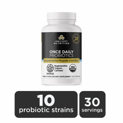 Ancient Nutrition Organic Supergreens Berry Flavor Once Daily Probiotic Perspective: back