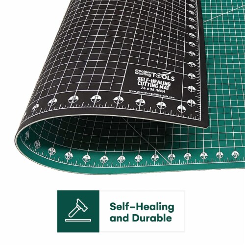 Precision Quilting Tools 12”x18” Green Self Healing Cutting Mat Perspective: back