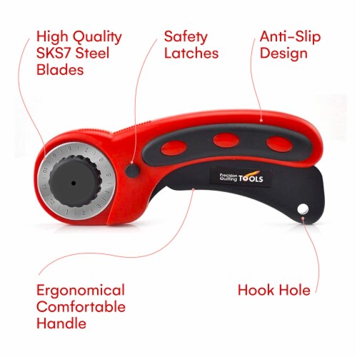 Precision Quilting Tools 45mm Deluxe Rotary Cutter Red - 3 Extra Blades Perspective: back